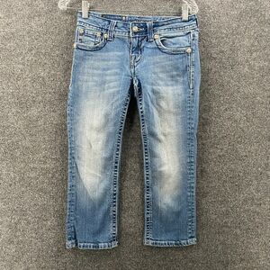 Miss Me Jeans Womens 26 Blue Capri Mid Rise Embroidered Flap Pockets Ladies
